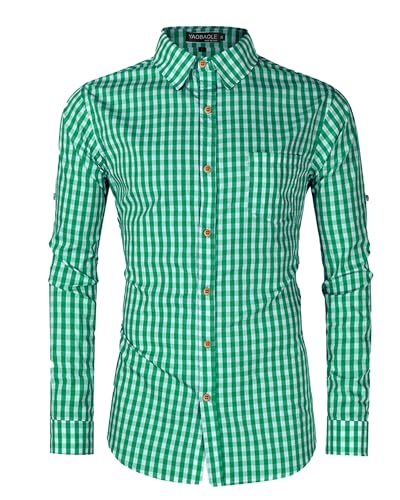 YAOBAOLE Oberhemden Herren Langarm Baumwollehemd Herren Langarm Oktoberfest Hemd Herren Grün XL von YAOBAOLE