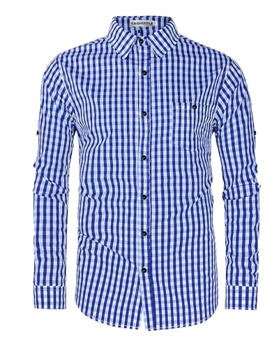 YAOBAOLE Oktoberfest Herren Langarm Trachten Hemd Aus Baumwolle, Dunkelblau, Größe M von YAOBAOLE