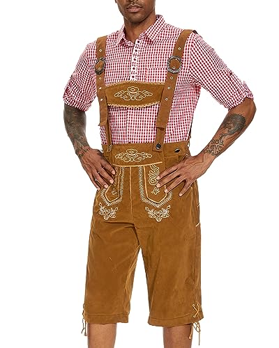 YAOBAOLE Oktoberfest Hose Herren Trachtenhosen Herren Oktoberfest Hose Männer Trachtenlederhosen Herren Hellbraun L von YAOBAOLE