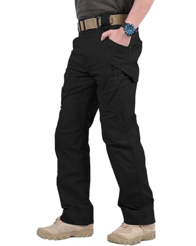 YAOBAOLE Taktik Hose Herren Militär Armee Kampf Trekking Hose Herren Wandernhose Herren Cargohose Schwarz L von YAOBAOLE