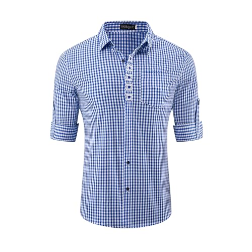 YAOBAOLE Trachtenhemd Herren Langarm Sommerhemden Blau 3XL von YAOBAOLE