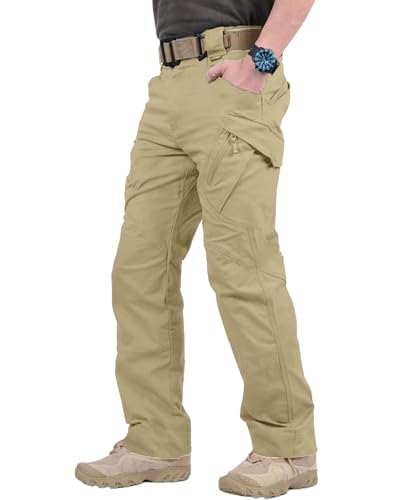 YAOBAOLE Wandernhose Herren Outdoor Hose Männer Rangerhose Herren Slim Fit Arbeitshose Herren Khaki S von YAOBAOLE