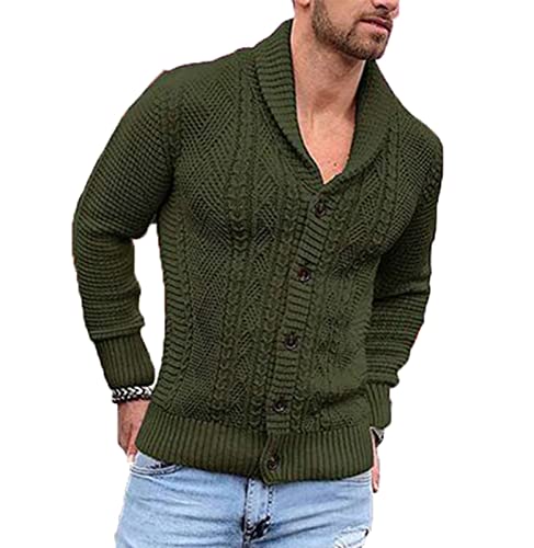 Männer British Style Solid Jacquard Strickjacke Single Breasted Langarm Revers Herren Pullover Cardigan von YAODAMAI