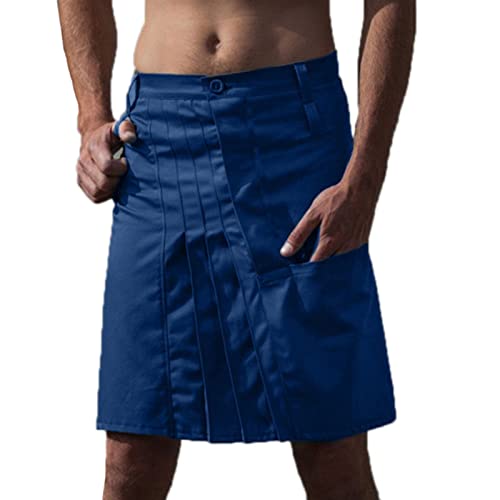 Mittelalterliche Mode Retro Battle Rock Herren Rock Faltenrock Taschenrock Herren Einfarbig Samurai Rock von YAODAMAI