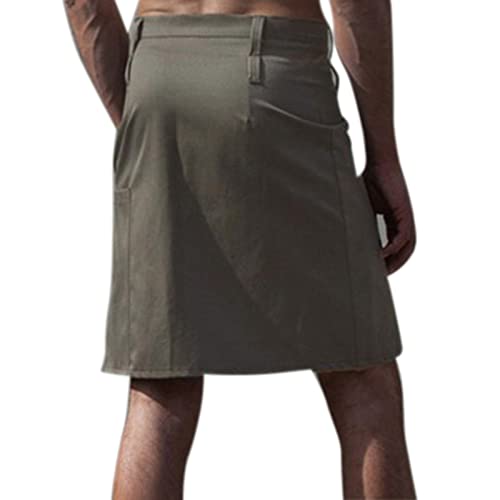 Mittelalterliche Mode Retro Battle Rock Herren Rock Faltenrock Taschenrock Herren Einfarbig Samurai Rock von YAODAMAI