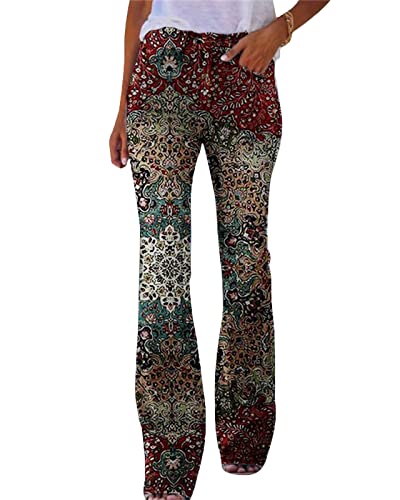 YAODAMAI Damen Plus Größe gemusterte lässige Hose Hose Bedruckt lässig gerade Schlaghose Jeans von YAODAMAI