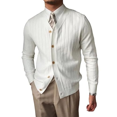 YAODAMAI Herbst/Winter Herren Strickjacke Jacke lässig V-Ausschnitt Knopf Pullover einfarbig Mantel von YAODAMAI
