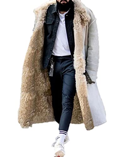 YAODAMAI Herbst und Winter Männer Lange Verdickte Pelz Futter Mantel Revers Gebürstete Warme Mantel Männer von YAODAMAI
