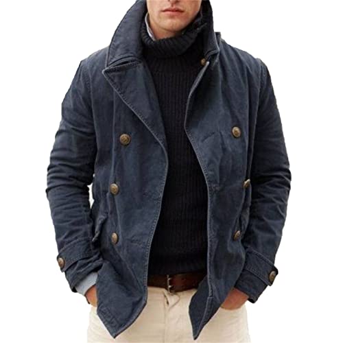YAODAMAI Herren Casual Offenes Futter Einfarbig Mantel Mode Lose Stehkragen Knopf Mantel Tops von YAODAMAI