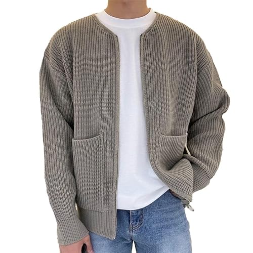 YAODAMAI Herren Herbst Winter Mode Strickjacke Herren einfarbig Pullover lose lässig Slouch Mantel von YAODAMAI