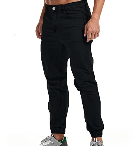YAODAMAI Herren Slim-Fit-Fußhose lässige Slim-Fit-Uni-Hose dünne Jeans-Leggings von YAODAMAI