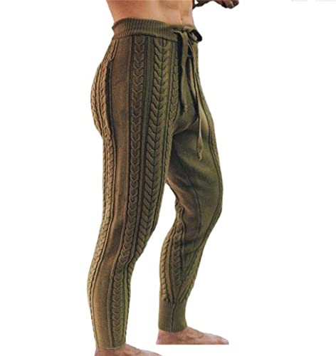 YAODAMAI Herren Slim-Fit Strickhose lässige Schnürhose knöchellange Hose Wollhose von YAODAMAI
