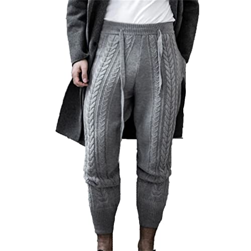 YAODAMAI Herren Slim-Fit Strickhose lässige Schnürhose knöchellange Hose Wollhose von YAODAMAI