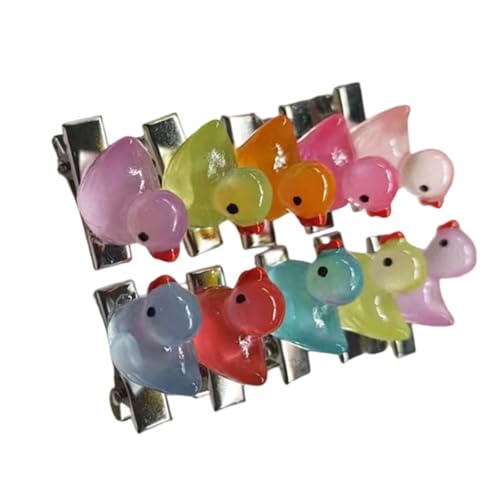 10 x Entchen-Haarspangen, bunte Haarnadeln, sichere Harz-Haarnadel, Cartoon-Kopfbedeckung, Kinder, Mädchen, Party, Schule, Haarschmuck, Enten-Haarspangen-Set von YAOGUI