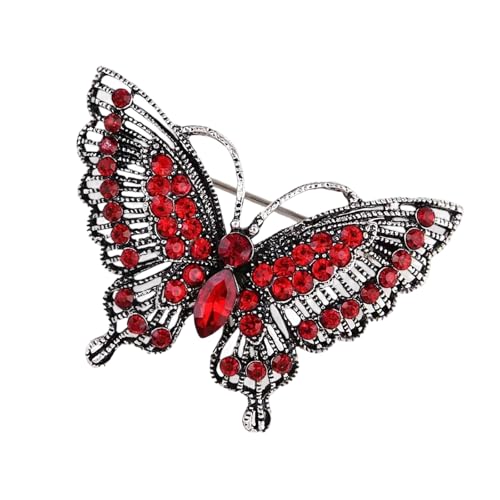 Brosche in Schmetterlingsform, Legierung, antikes inspiriertes Design, Kristalle, Akzent für trendige Frauen, Kleidung, Accessoires, Geschenke, elegantes Schmetterlingskleidzubehör, Einheitsgröße, Wie von YAOGUI