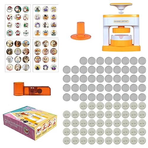 YAOGUI Button Maker Machine Badge Maker Press Machine for Personalized Decorations DIY Creation Unique Gift 48pcs Button Part, Acrylnitril-Butadien-Styrol von YAOGUI