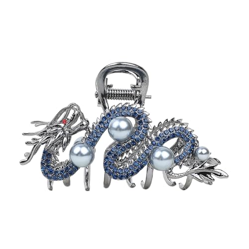 Coole Domineering Dragon Haarspange Funkelnde Strasssteine Festliche Haarklammer 2024 Neujahr Haarklammer Cool Dragon Frauen Haarspange von YAOGUI