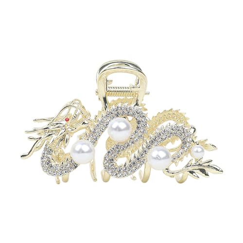Coole Domineering Dragon Haarspange Funkelnde Strasssteine Festliche Haarklammer 2024 Neujahr Haarklammer Cool Dragon Frauen Haarspange von YAOGUI