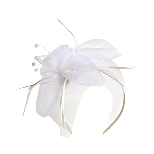Feathere Fascinator Haarspange für Damen, Braut, Teeparty, Derby, Event, Haarreif, Tüll, Haarband für Cocktails, Event, Feder, Brauthut, Zubehör Feathere Fascinator Haarspange für Damen, Braut, Teeparty, Derby, Event, Haarreif, Tüll, Haarband für Cocktails, Event, Feder, Brauthut, Zubehör von YAOGUI