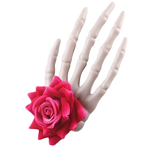 Halloween-Haarspange mit Skelett-Hand, große Blume, Haarnadel, Cosplay-Kostüm, Kopf-Zubehör für weibliche Party-Requisiten, Rosen-Schädel, Kopfbedeckung, Blume, Kopfschmuck von YAOGUI