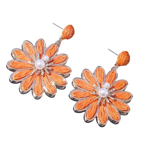 Handgefertigte Raffia Blumenohrringe Styles Heiße Tag Schmuckgeschenke Für Frauen Mädchen Elegant Süße Rattan Strick Farbenfrohe Rattan Strickohrringe Für Frauen von YAOGUI