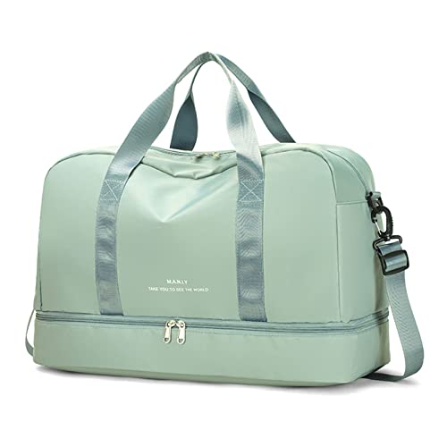 Herren und Damen Reisetasche mit Schuhfach Sport Tote Gym Handtasche Große Kapazität Weekender Übernachtung Schultertasche Turnbeutel Kleine Männer, grün von YAOGUI