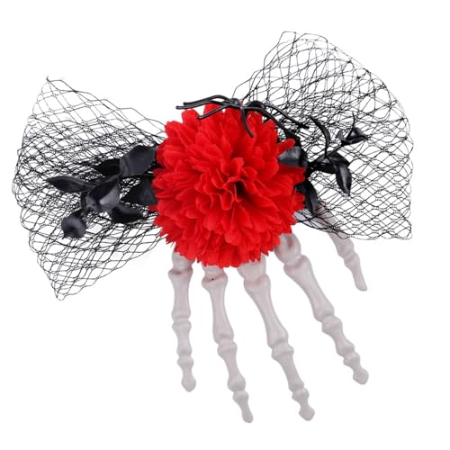Lustige Haarnadel Skelett Klauen Haare Clip Elegante Fischnetz Trend Spinnen Bündel Kopfbedeckung Punk Halloween Blumen Barrettes Für Mädchen von YAOGUI