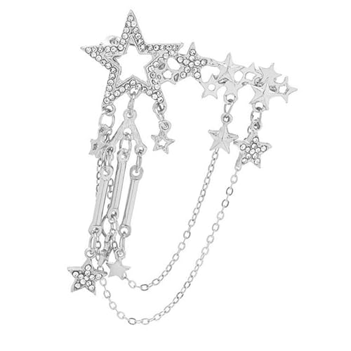 Modische Kristalle, Fünf-Punkt-Stern-Anstecknadel mit Tropfen-Quasten-Designs, tragbares Accessoire für lässige oder formelle Outfits, Legierung, Stern-Brosche, Einheitsgröße, Wie beschrieben von YAOGUI