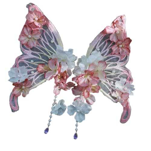 Modische große Schmetterlings-Haarspange mit sicherem Griff, Seidenblumen, Fransen an der Seite, Haarspangen für Damen, Han-Kostüm Modische große Schmetterlings-Haarspange mit sicherem Griff, Seidenblumen, Fransen an der Seite, Haarspangen für Damen, Han-Kostüm von YAOGUI