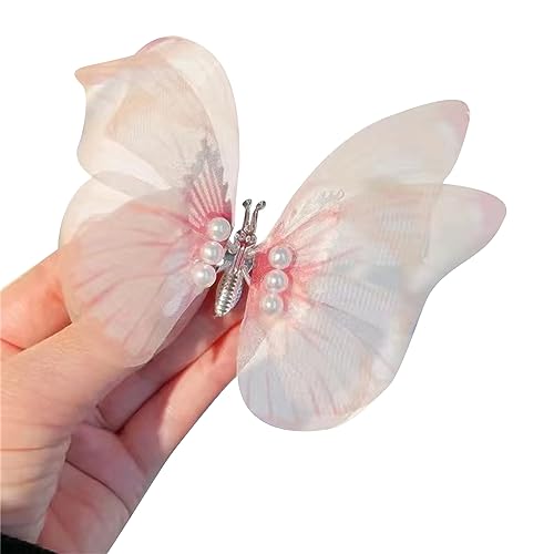 Nymphe Perlen Haarspange zitternder Schmetterling Haarspangen Zubehör Kopfschmuck Schmuck einfarbige Kopfbedeckung Perlen Kopfschmuck Vintage Kopfbedeckung Damen von YAOGUI