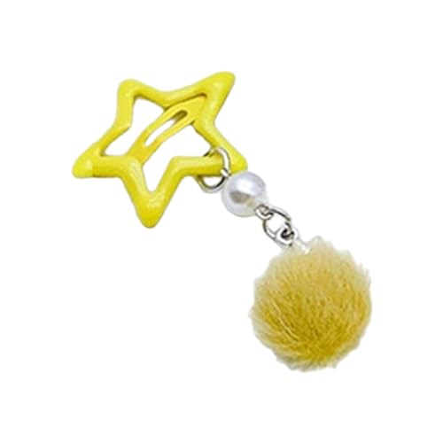 Star Hairslide Vielseitige Haarspange mit pelzigen Kugel-Anhängern, Haarklammer, pelziger Kugel-Anhänger, Haarnadel, Kopfbedeckung, Dekoration, vielseitiger Haarschmuck von YAOGUI