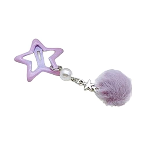 Star Hairslide Vielseitige Haarspange mit pelzigen Kugel-Anhängern, Haarklammer, pelziger Kugel-Anhänger, Haarnadel, Kopfbedeckung, Dekoration, vielseitiger Haarschmuck von YAOGUI