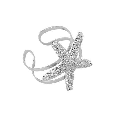 Stilvoller, verstellbarer Armreif mit Seestern- und Muschel-Design für Freizeit oder Strandurlaub, Legierung für den täglichen Gebrauch, Einheitsgröße, Wie beschrieben von YAOGUI