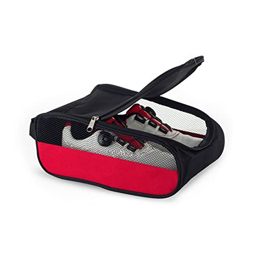 Tragbare Schuhtasche, atmungsaktiv, Reise-Schuh-Organizer, Outdoor-Reißverschlusstaschen, für Männer oder Frauen, Netz-Schuhtasche, Organizer, atmungsaktiv, schwarz / rot, side two piece von YAOGUI