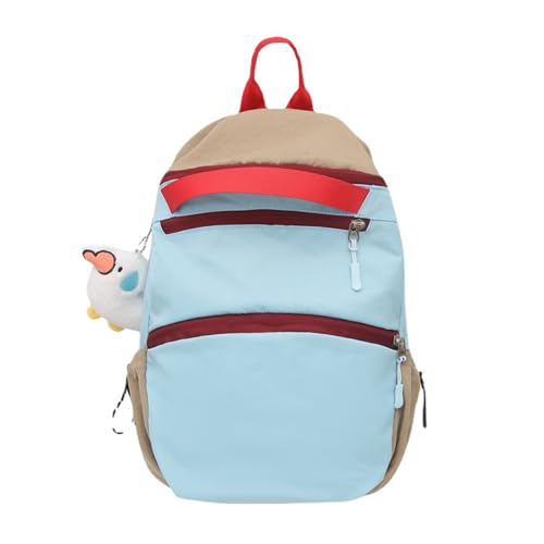 Trendy Color Contrasting Teen Girls Rucksack Mehrzweck Schulbeutel Mit Anhänger Mehrerer Taschenpacks Jugend Mode Rucksack Mit Anhänger von YAOGUI