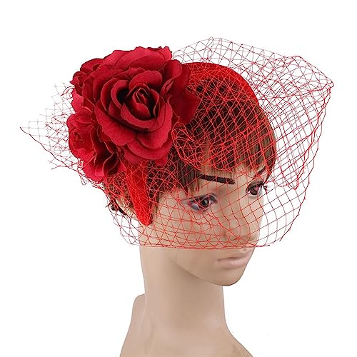 Vintage-Fascinator-Stirnband, exquisite Rose, für Teeparty, Hochzeit, Kostüm, Pillbox, Hut, Dame, Kopfbedeckung für Beerdigung/Hochzeit, Geburtstag, Party-Zubehör von YAOGUI