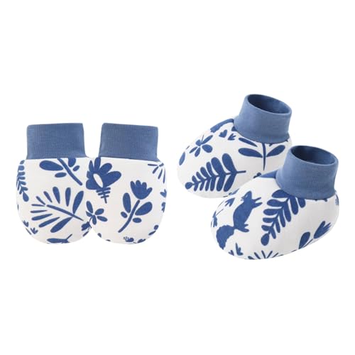 YAOGUI 1 Set Baby Handschuhe & Socken Fußabdeckungen Set für Neugeborene bis 6 Monate mit Cartoon-Muster Sanfter Baumwollstoff Geschlechtsneutral Baby, X, Einheitsgröße von YAOGUI