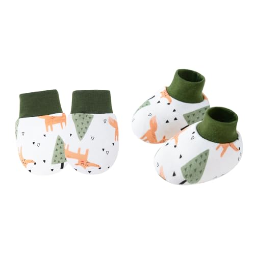 YAOGUI 1 Set Baby Handschuhe & Socken Fußabdeckungen Set für Neugeborene bis 6 Monate mit Cartoon-Muster Sanfter Baumwollstoff Geschlechtsneutral Baby, Z, Einheitsgröße von YAOGUI