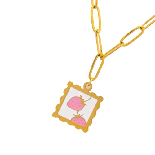 YAOGUI Anspruchsvolle Erdbeerförmige Edelstahl-Halskette, zarter Schmuck für den täglichen Gebrauch, besondere Anlässe, Erdbeer-Anhänger-Halskette, Einheitsgröße, Wie beschrieben, Wie beschrieben von YAOGUI