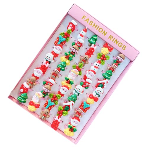 YAOGUI Cartoon Weihnachtsringe Spielzeugset Verschiedene Formen Open Ringe Urlaub Schmuck Für Kinder Festliche Kinder Accessoires Weihnachtsfeier Geschenke von YAOGUI