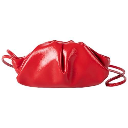 YAOGUI Damen-Clutches Geldbörsen, Cloud-Handtasche, PU-Leder, Schultertasche mit Verschluss, lässige gerüschte Schultertasche mit Riemen, gerüschte Clutch, rot, One Size YAOGUI Damen-Clutches Geldbörsen, Cloud-Handtasche, PU-Leder, Schultertasche mit Verschluss, lässige gerüschte Schultertasche mit Riemen, gerüschte Clutch, rot, One Size von YAOGUI
