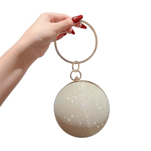 YAOGUI Damen Mode Handtasche Funkelnde Runde Ball Abendtasche Schultertaschen Für Elegante Abende Und Hochzeit Party Geldbörse, gold, One Size von YAOGUI