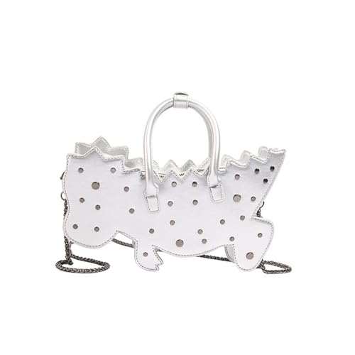 YAOGUI Funktionale Dinosaurier-Form, Umhängetasche, PU-Leder, Handtasche, Schultertasche, Geldbörse mit abnehmbarer Kette, für Damen, silber, One Size YAOGUI Funktionale Dinosaurier-Form, Umhängetasche, PU-Leder, Handtasche, Schultertasche, Geldbörse mit abnehmbarer Kette, für Damen, silber, One Size von YAOGUI