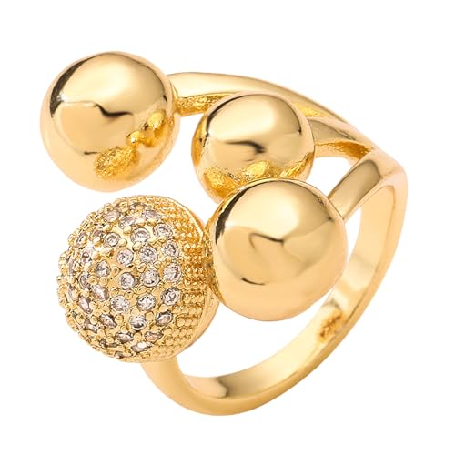 YAOGUI Geometrische Openwork Zirkonringe Für Frauen Silber Goldton Hoher Polnischer Kupferschmuck Leichter Komfortgeschenk Polierter Statement von YAOGUI