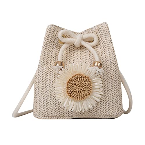 YAOGUI Handgewebte Umhängetasche für Damen, Stroh, Strandtasche, niedlicher Eimer, passend für Damen, Stroh, handgewebt, Strandtasche, niedlicher Eimer, Crossbody, beige, One Size YAOGUI Handgewebte Umhängetasche für Damen, Stroh, Strandtasche, niedlicher Eimer, passend für Damen, Stroh, handgewebt, Strandtasche, niedlicher Eimer, Crossbody, beige, One Size von YAOGUI