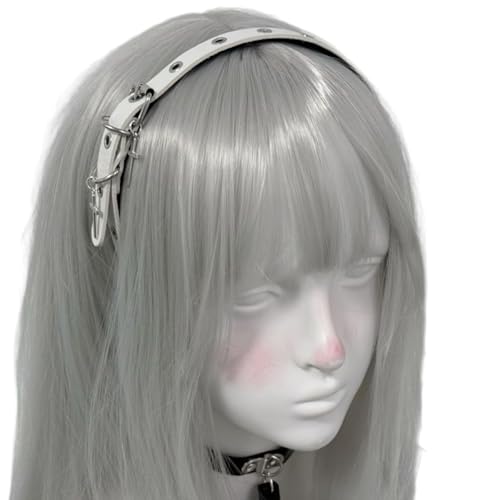 YAOGUI Hot Girl Punk Kreuze Haarreifen Leder Stirnband für Cosplay 2000er Jahre Mode Unisex tragen Hot Girl Punk Grommet Haarband von YAOGUI