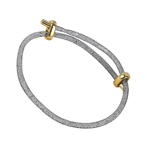 YAOGUI Minimalistisches schwarzes Metallnetz-Armband, sicherer Verschlussmechanismus, vielseitiger Schmuck für lässige oder formelle Anlässe, flexibles Stahlgeflecht für Männer und Frauen von YAOGUI