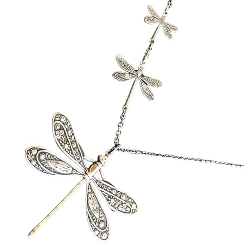 YAOGUI Moderne Libellen-Anhänger-Halskette, kleine Libellen-Halskette, modischer Halsschmuck, Legierung, Textur, geeignet für Frauen, stilvoller Schmuck von YAOGUI