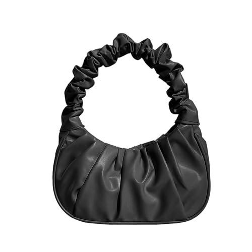 YAOGUI Modische plissierte Tragetasche, einfarbig, vielseitige Handytasche, großes Fassungsvermögen, gerüschtes Design, Tasche für Mädchen und Frauen, Schwarz , One Size YAOGUI Modische plissierte Tragetasche, einfarbig, vielseitige Handytasche, großes Fassungsvermögen, gerüschtes Design, Tasche für Mädchen und Frauen, Schwarz , One Size von YAOGUI