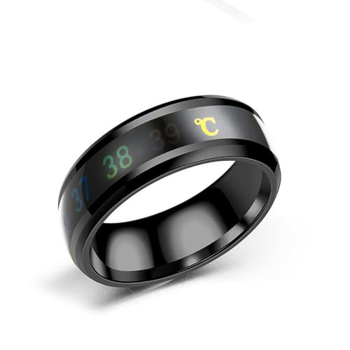 YAOGUI Modischer Edelstahlring mit farbwechselnder Temperaturanzeige für Männer und Frauen, Accessoire für den täglichen Gebrauch, verstellbare Größe, Einheitsgröße, Wie beschrieben, Wie beschrieben von YAOGUI